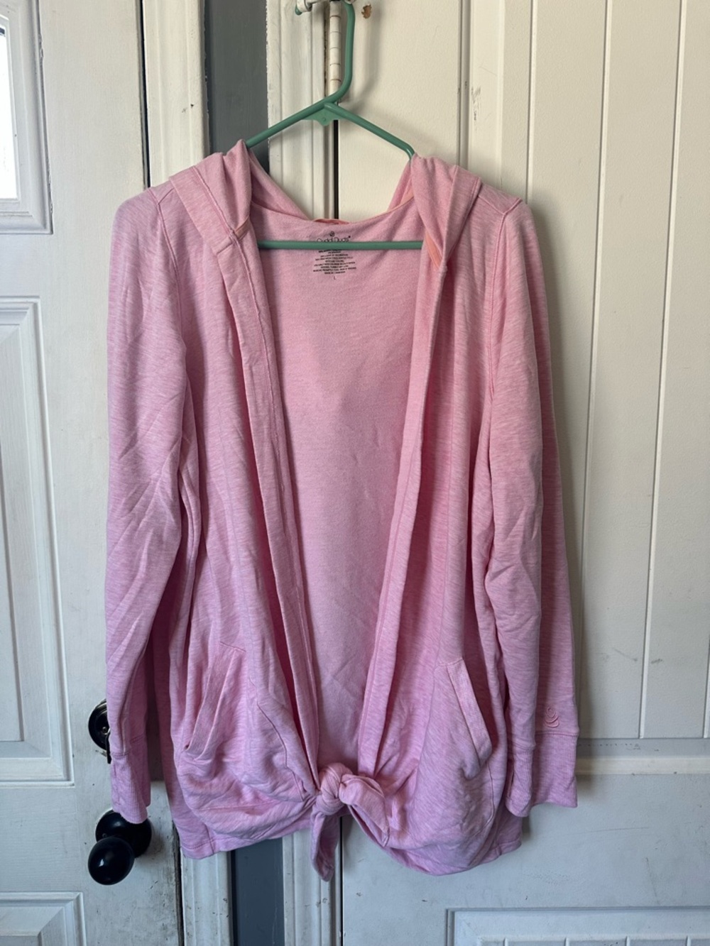 Cuddl Duds Ultra-Soft Comfort Coral Heather Tie-Front Oversize Wrap Hoodie Large